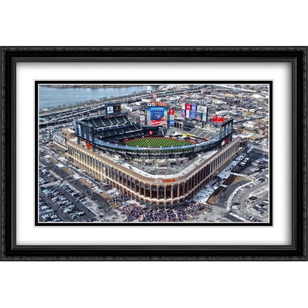 Citi Field 2x Matted 40x28 Large Black Ornate Framed Art Print from the Stadium Series