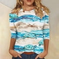 thumbnail image 2 of MuZeFu 3/4 Length Sleeve Womens Tops Women's Casual 3/4 Sleeved Round Neck Print Top Long Sleeved Round Neck Top/shirt, 2 of 5