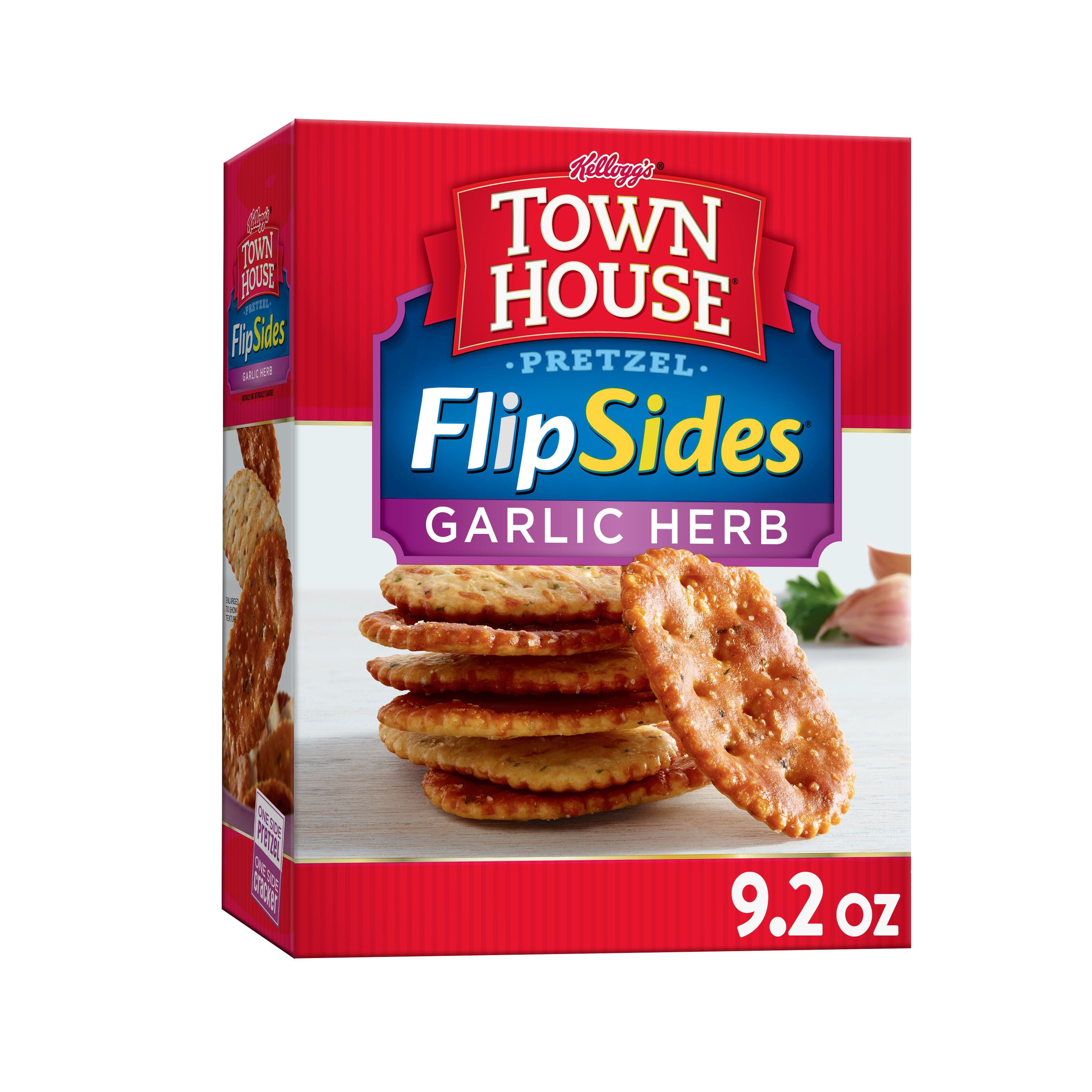 Kellogg's Town House Pretzel Flipsides Crackers, Garlic Herb, Ready To