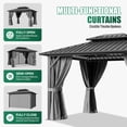 thumbnail image 7 of Clouddwell 10' x 12' Gazebo for Patio, Gazebo Pergola with Sloped Roof, Large Wall-Mounted Heavy Duty Awnings, for Deck, Patio and Backyard,Gray, 7 of 7