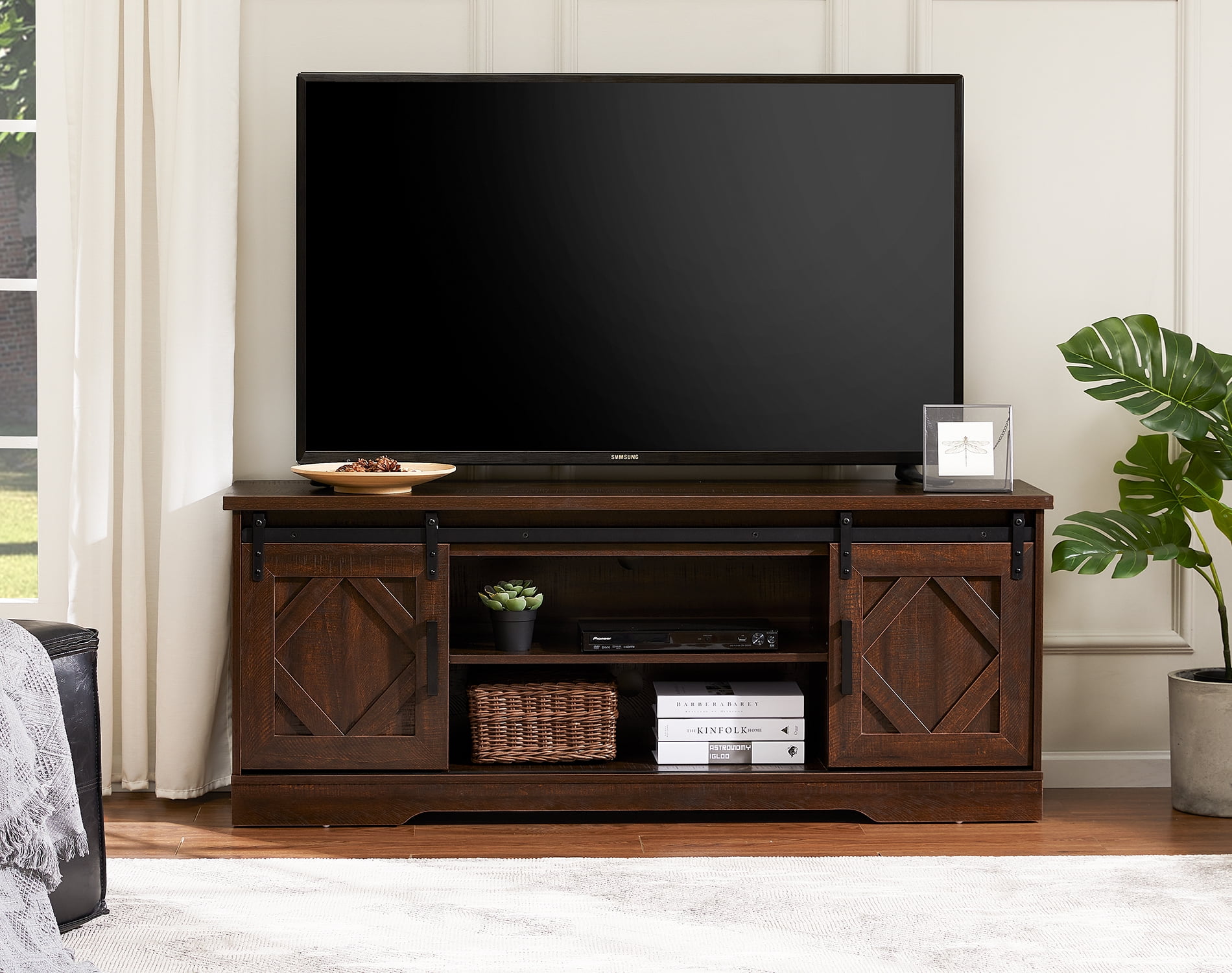Large TV Stand Rustic Media Console Entertainment Center Farmhouse Wood Cabinet 