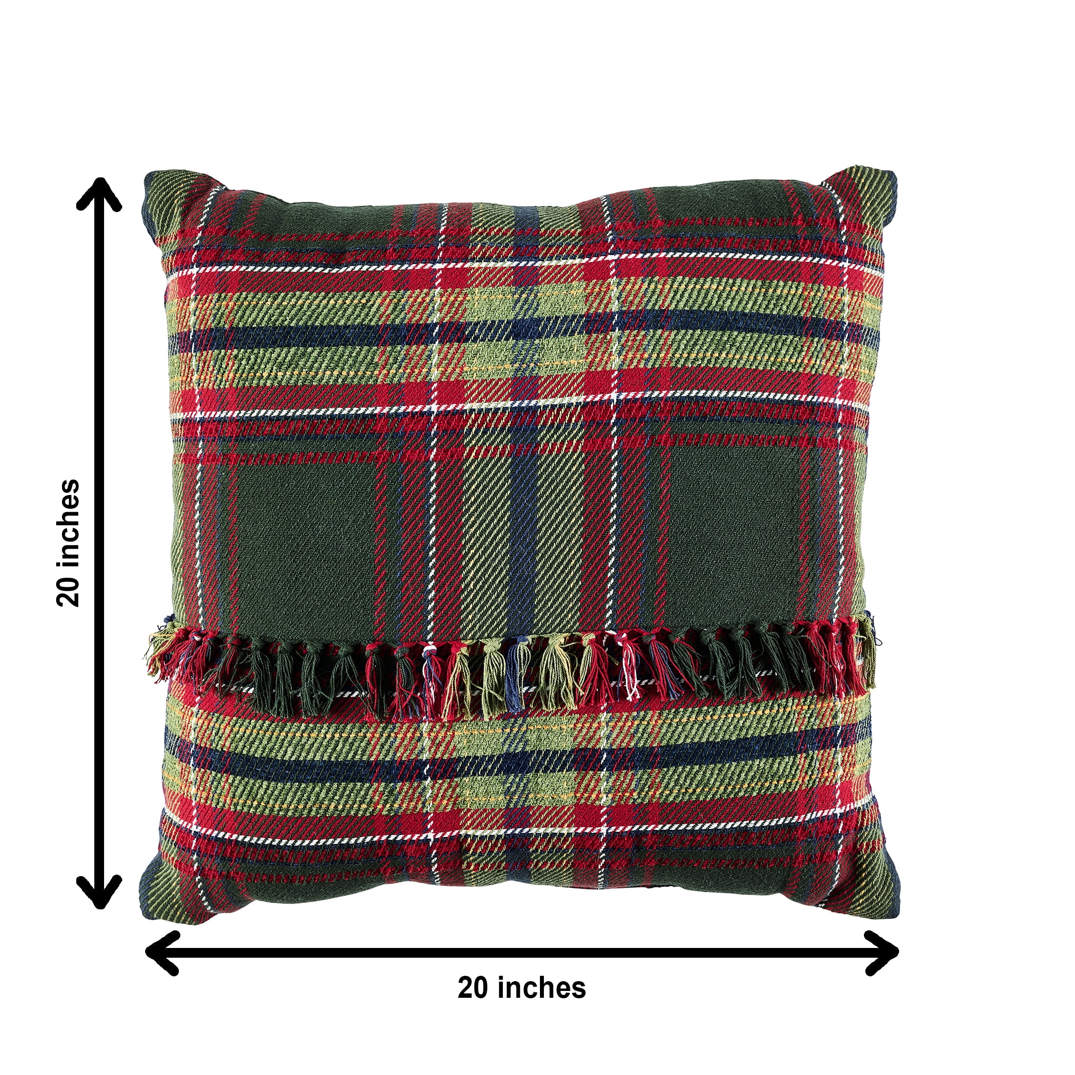 Better Homes & Gardens 20x20 Corin Fringed Plaid Throw Pillow, Green