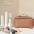 thumbnail image 4 of Bolsa de maquillaje para mujer de gran capacidad con tapeta grande abierta y bolsa de almacenamiento con cremallera de PU de alta gama, 4 of 6