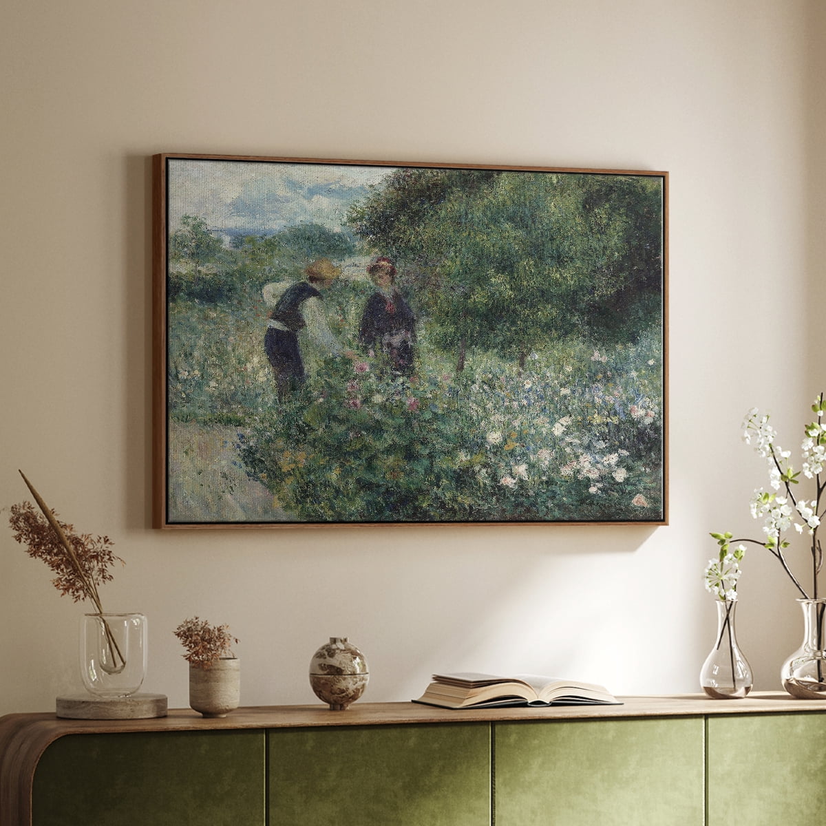 Vintage Botanical Print-LVIII By Wexford Home Framed in Walnut Wood Gallery Wrapped Canvas 25 in. x 37 in.