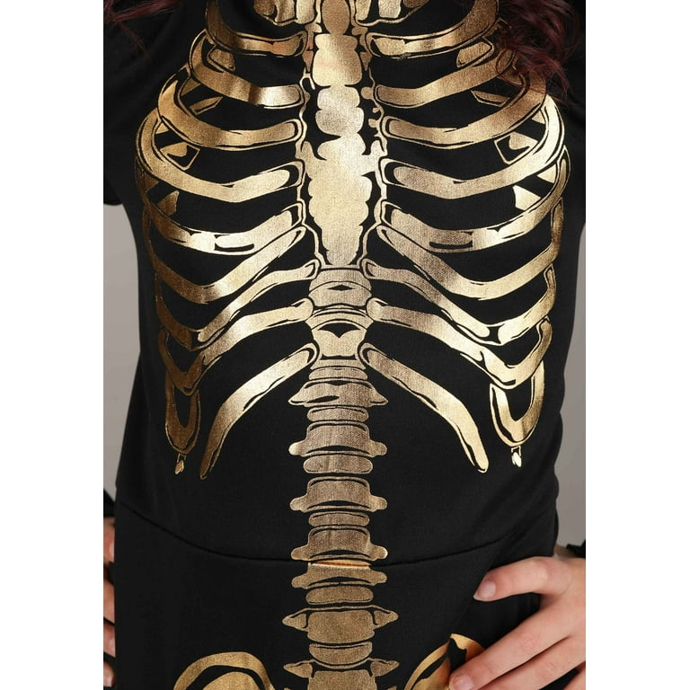 gold skeleton dress Female Gold Fashion Model Dress Gothic Stock Photo 1109290148
