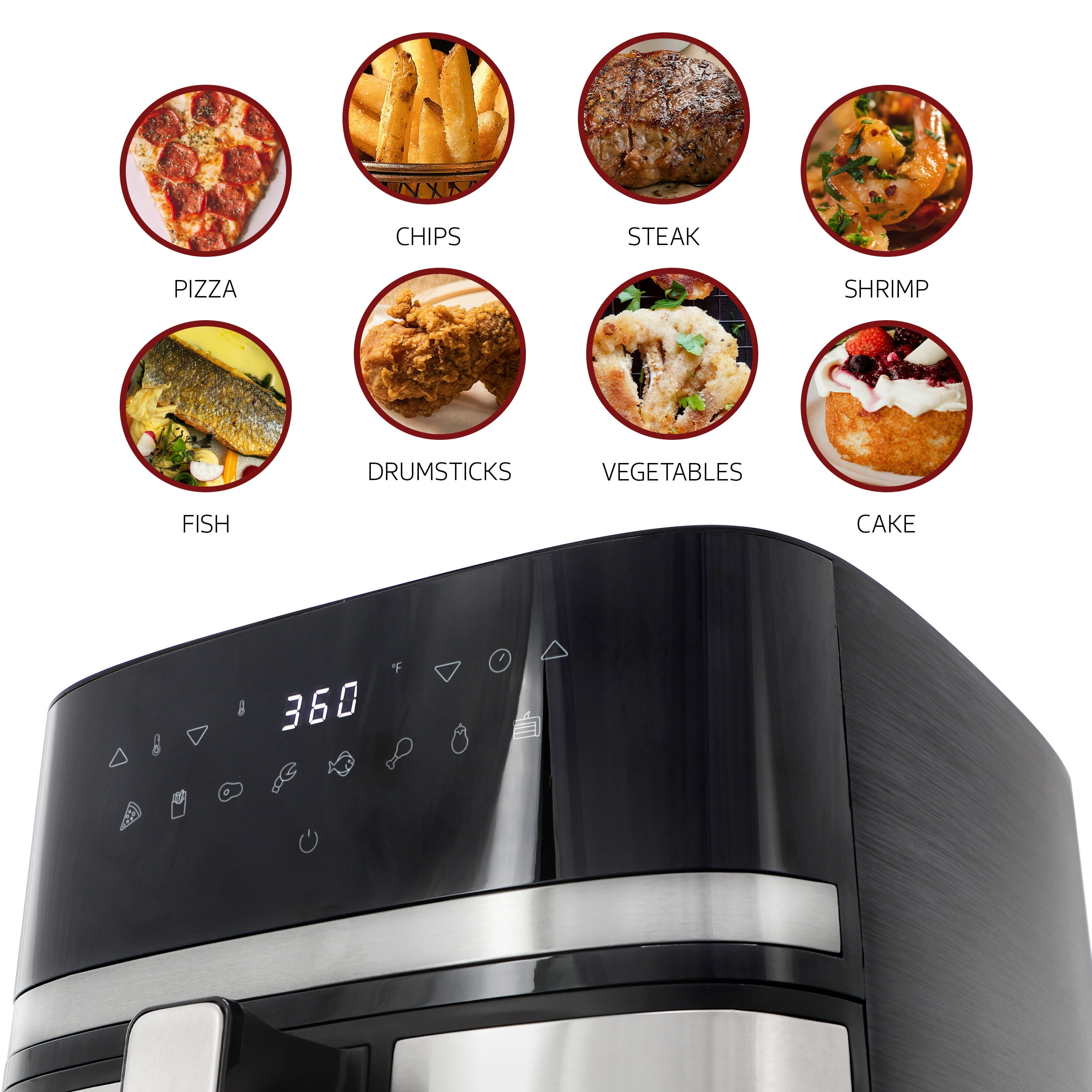 MegaChef 8.5 Quart Bundle Electric Air Fryer in Black and Stainless Steel with 125 Piece Paper Liners
