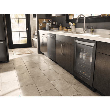 Whirlpool - 14-Bottle Dual Zone Wine Refrigerator - Black Stainless Steel