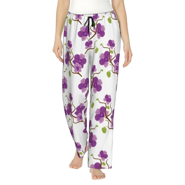 Balery Orchids Flowers Pantalones de pijama para mujer, pijamas ultraligeros, pantalones de estar por casa-Small