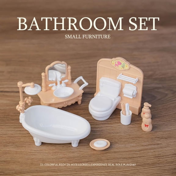 Miniature Kitchen Cooking Playset for Kids, Cute Dollhouse Furniture Accessory Toy, Educational Role-Playing Gift, 9.75" x 7.80" x 5.85"