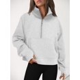 thumbnail image 6 of FUNING  Womens Sweatshirts Half Zip Cropped Pullover Fleece Quarter Zipper Hoodies 2025 Fall Fashion Outfits Clothes, 6 of 6
