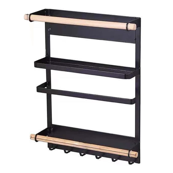Magnetic Wall-mounted Refrigerator Side Rack Kitchen Storage Rack Holder Countertop Sink Caddy Organizer Shelves Kitchen Paper Towel Shelf Rack Organizer Bathroom Storage Supplies