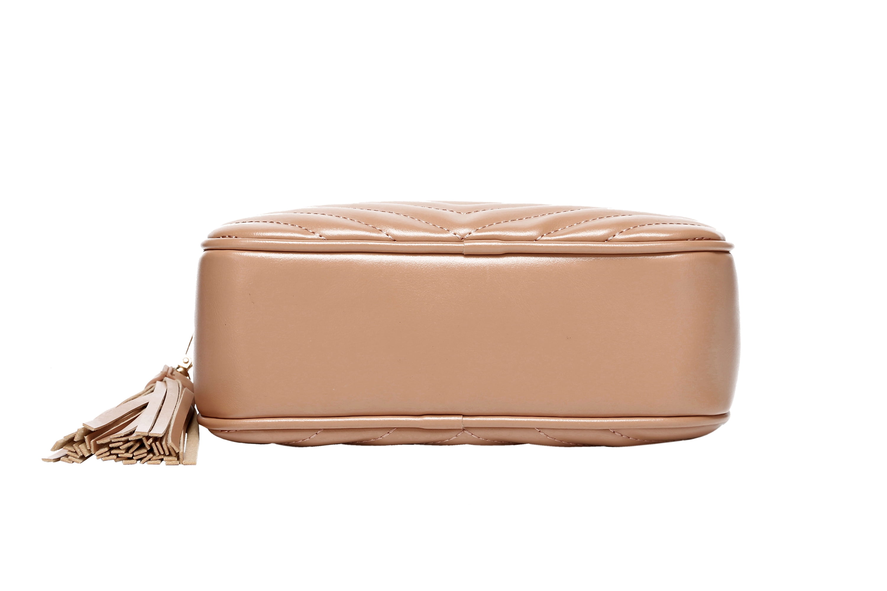 Daisy Rose Quilted Shoulder Cross body bag for Women with tassel - PU Vegan Leather - Blush