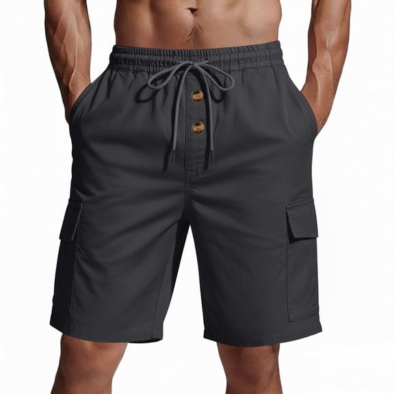 Mens Cargo Shorts Drawstring Elastic Waist Relaxed Fit Multi Pockets Stretch Casual Summer Outdoor Hiking Shorts,Sizes M-3XL