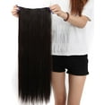 thumbnail image 2 of SAYFUT Trendy 30"Long Straight 3/4 Full Head Clip in Synthetic Hair Extensions One Piece 5 Clips 130g Dark Brown, 2 of 7