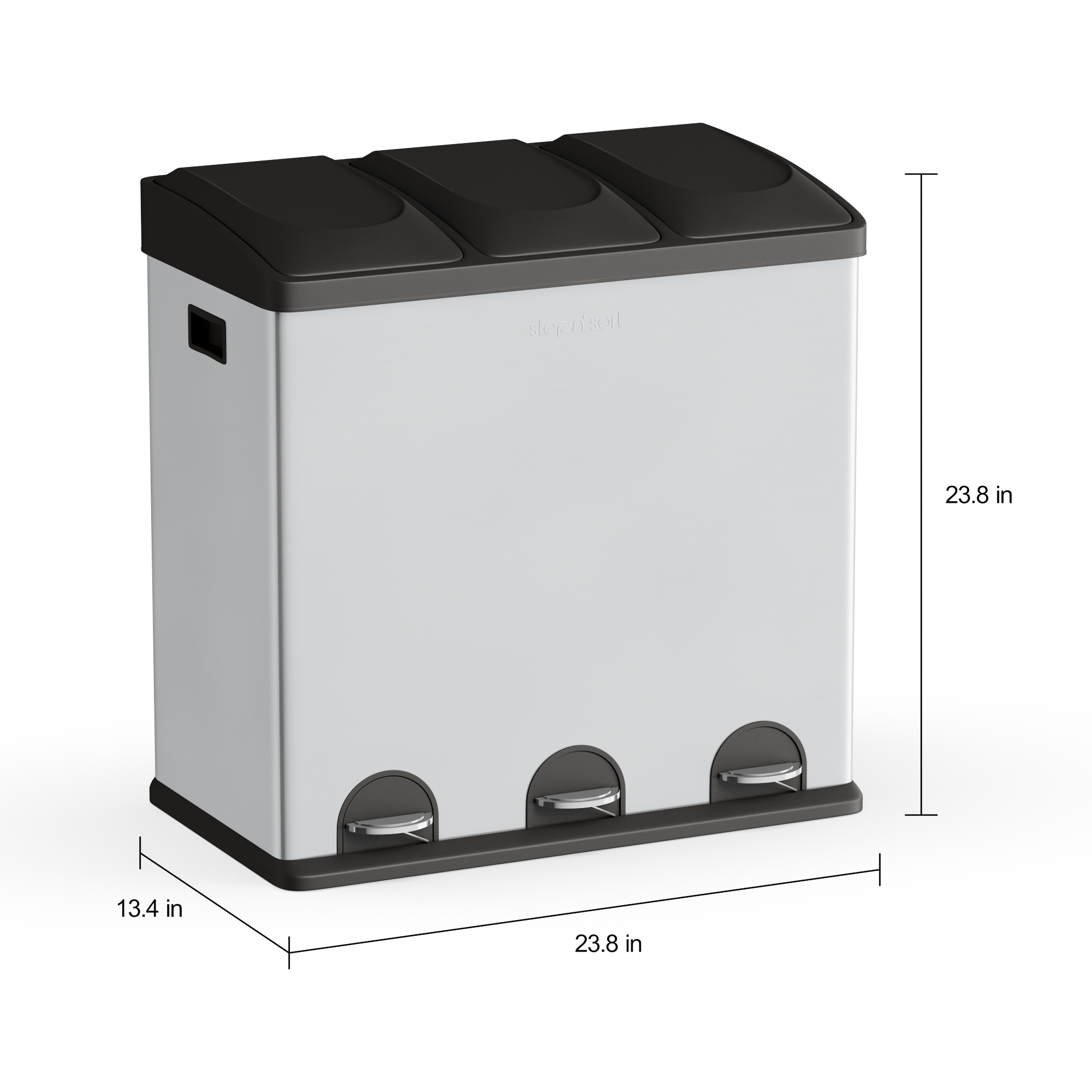 Step N' Sort 3-Compartment Stainless Steel Kitchen Trash and Recycling Bin, 16 gal - image 3 of 15