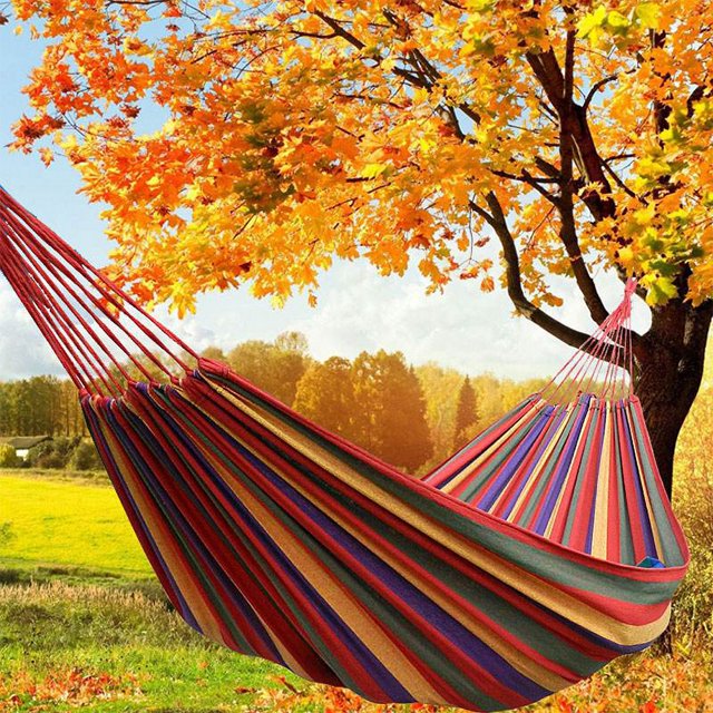 Hamaca, Lona 190 x 80 cm Longitud Total 190 cm Carga 100 KG, Cómodas Hamacas para Exteriores Hamaca de Viaje a Rayas Rojas, Hamaca Perfecta para Exteriores, Camping, Balcón, Jardín, Playa JM