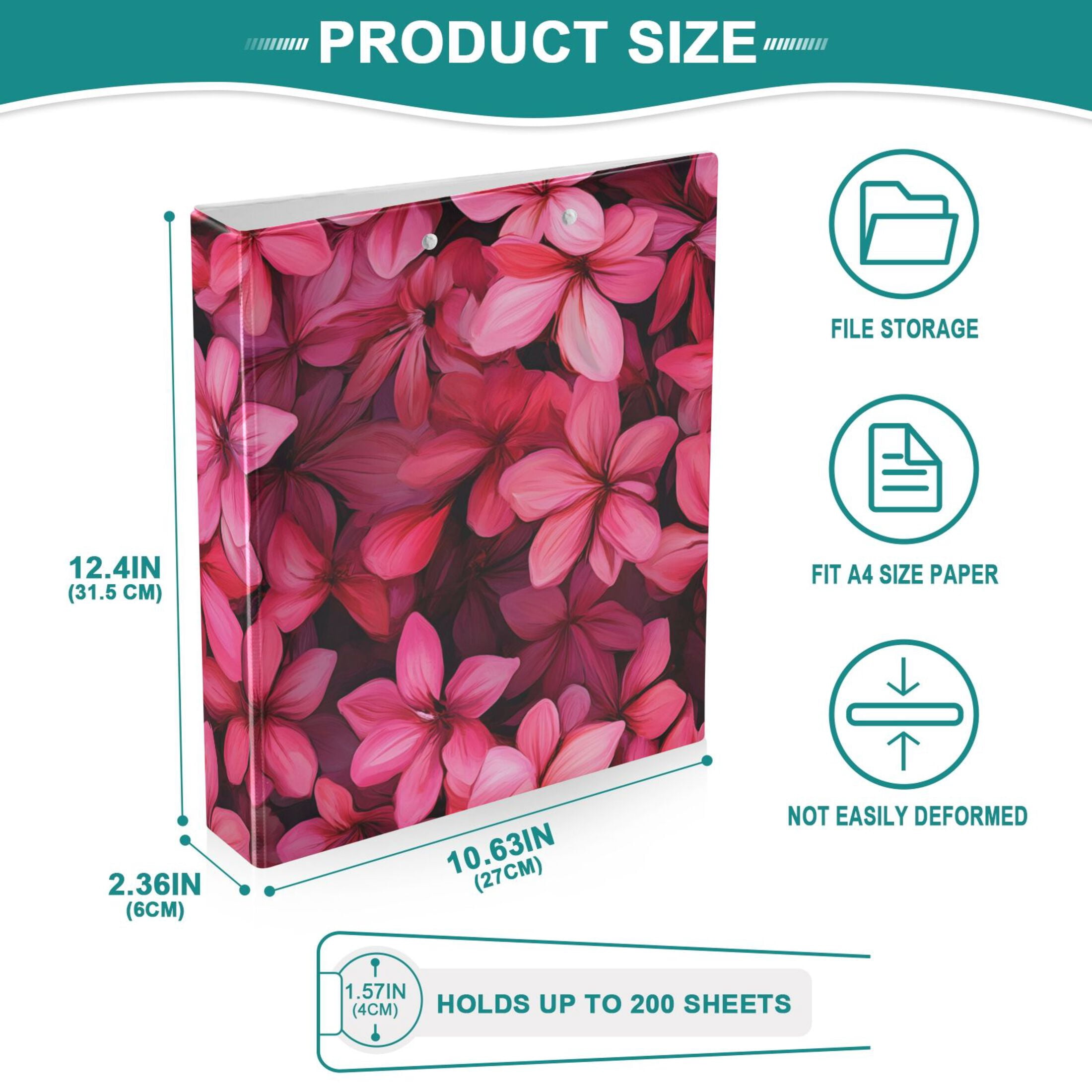 ALAZA Elegant Tropical Floral-a5 Hardcover 3 Ring Binder 1.5" Round Rings Interior Pockets Binders Organizer 1 Pack