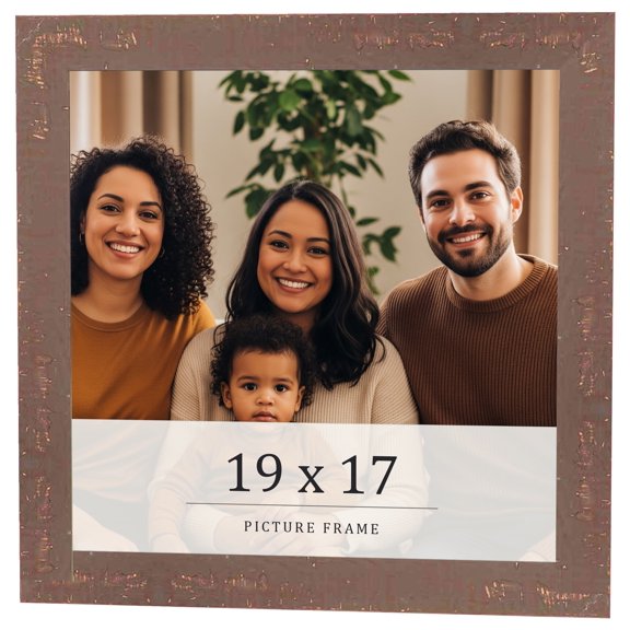 19x17 Distressed Brown Real Wood Picture Frame Width 1.25 inches | Interior Frame Depth 0.5 inches