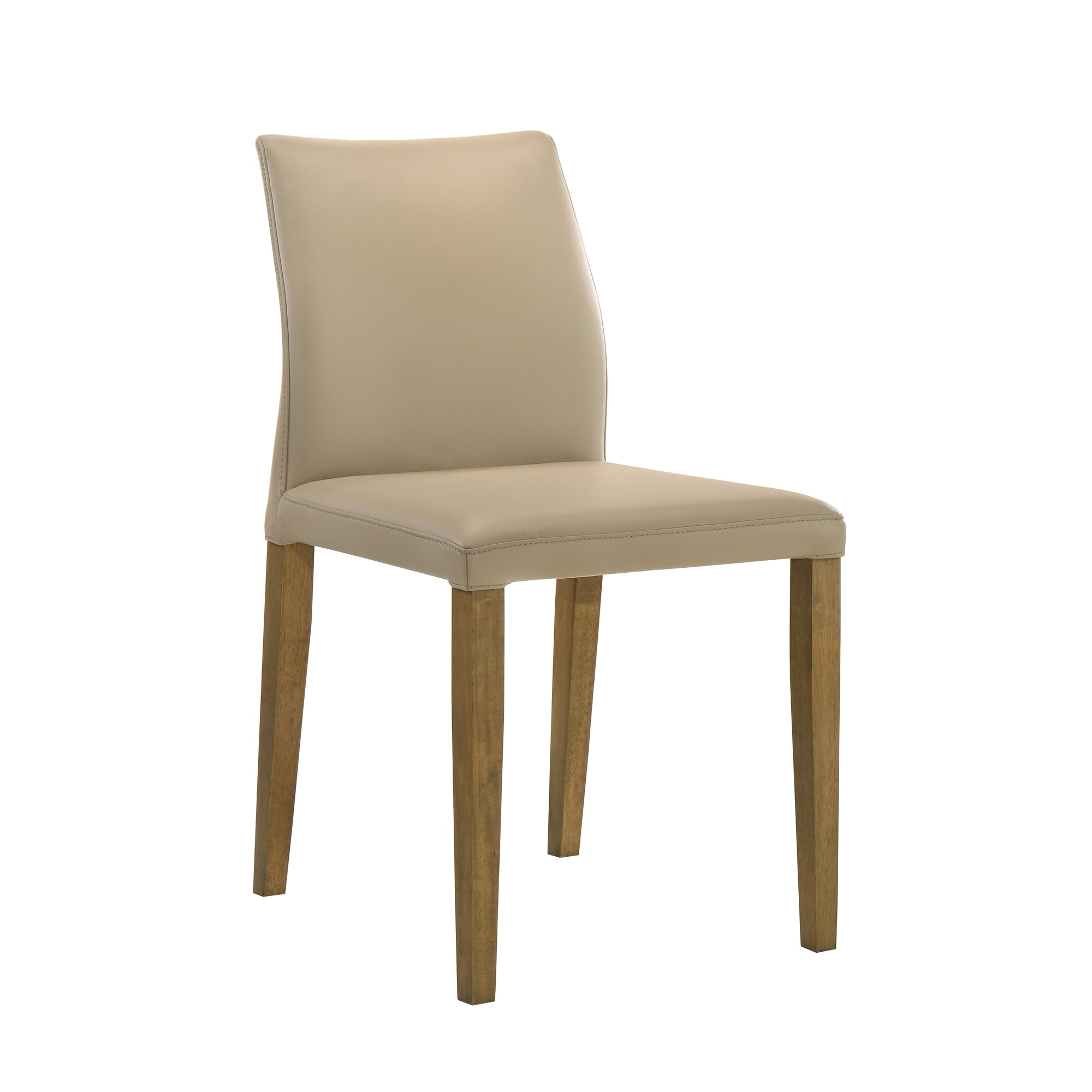 Elyza Full Back Top Grain Leather Upholstered Wood Dining Chairs in Khaki - Set of 2
