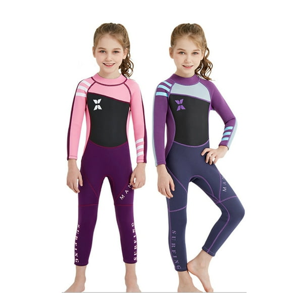 2.5mm Full Body Wetsuit Kids Long Sleeves Wetsuit Full Length Children Suit Surf Snorkeling Clothing Diving Beach Swimming Pool For Girls Kids 5 Sizes