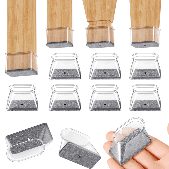 24Pcs Chair Leg Floor Protectors ,Rectangle Caps Covers Furniture Pads for Hardwood Floors Protect the Floor from Scratches