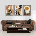 thumbnail image 5 of Minimalist Boho Abstract Canvas Wall Art Mid-Century Modern Beige Set of 3 Poster Neutral Geometric Line Sun Floral Prints Painting Rustic Cottage Decor Living Room Bedroom 12x16in Framed, 5 of 6