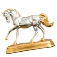 thumbnail image 4 of simhoa Statue de Cheval Européen Figurine Fait Main Simulation Animal Or Résine Chanceuse Argent, 4 of 8
