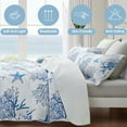 thumbnail image 5 of Coastal Bedding Queen Size Coastal Quilt with 2 Shams, Nautical Beach Comforter Sets Ocean Bedspreads Blue Starfish Coverlet Summer Bedding, 90''x96'', 5 of 12