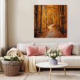 thumbnail image 5 of Orange Forest Wall Art Painting on Canvas, Fall Tree Botanical Maple Leaf Canvas Art Home Prints Wall Art Framed Modern Artwork for Living Room Bedroom Wall Decor 16x16in, 5 of 9
