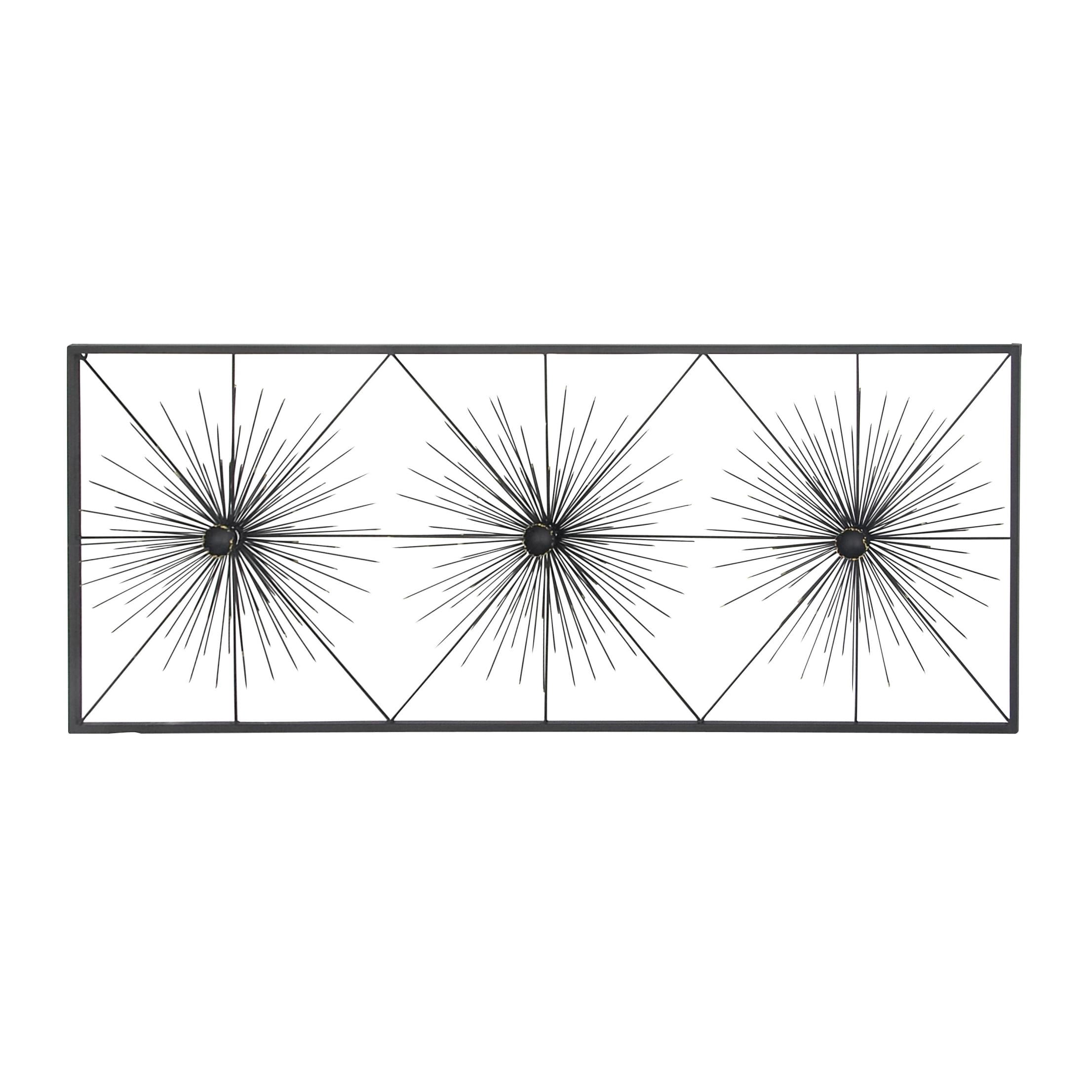 DecMode Black Metal Sea Urchin Starburst Wall Decor with Black Frame