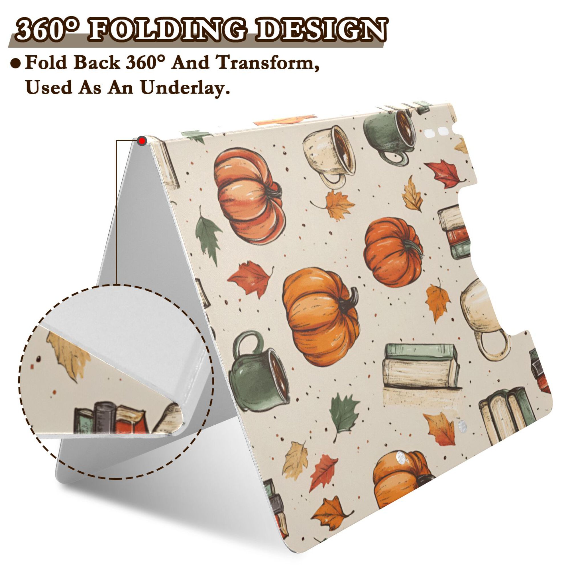 FORMRS A4 Clipboard Folder with Pen Holder Horizontal Foldable School Office Binder, Beige Fall Coffee