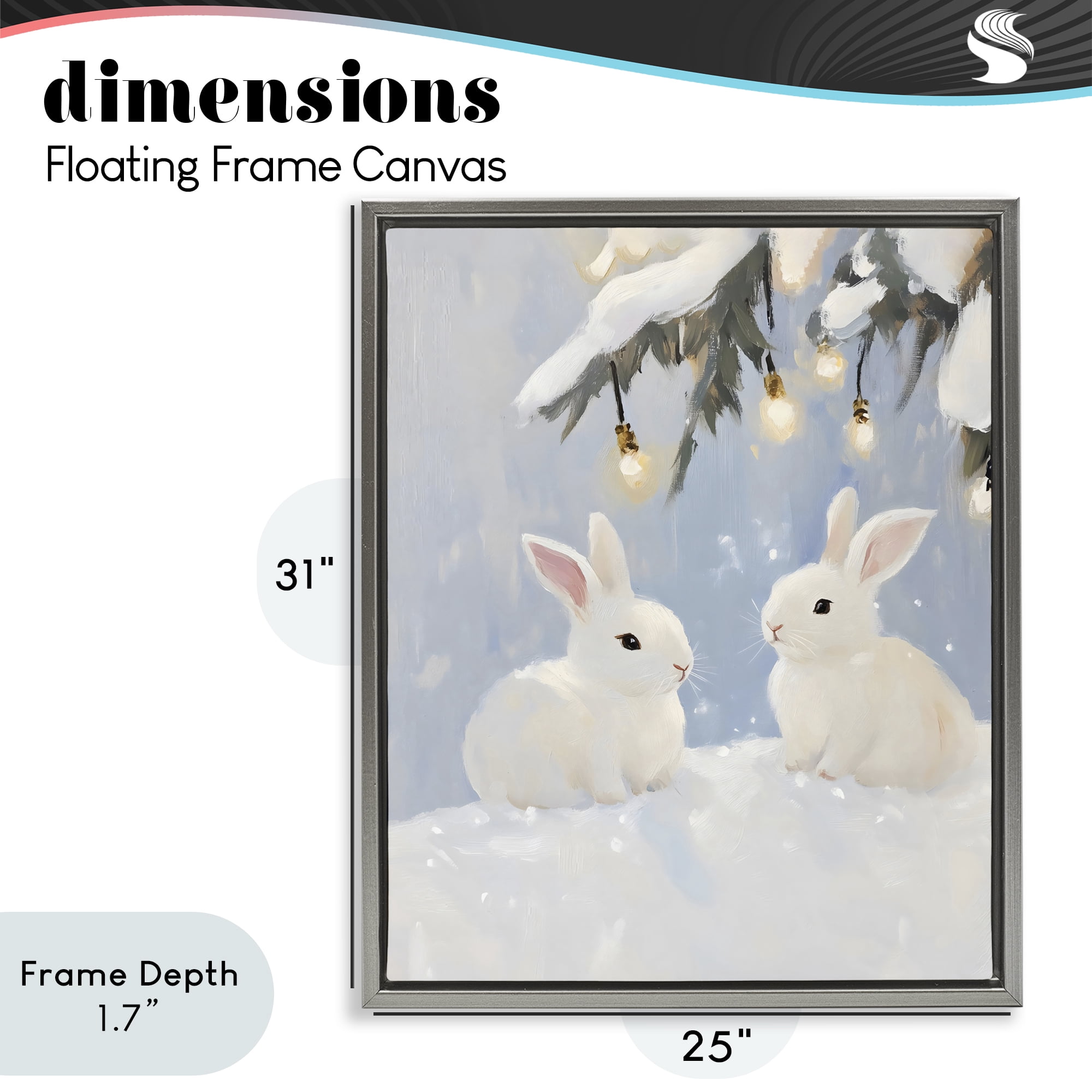 Stupell Industries Winter Bunnies Under Twinkling Lights Gray Framed Floater Canvas Wall Art, design by The Prints Vibe