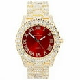 thumbnail image 2 of Charles Raymond Mens Silver Big Rocks with Roman Numerals Fully Iced Out Colorful Dial Watch w/Bling'ed Out Cuban Shiny Silver Bracelet - ST10327 RN Cuban (ST10327 Red GLD Match-B), 2 of 5