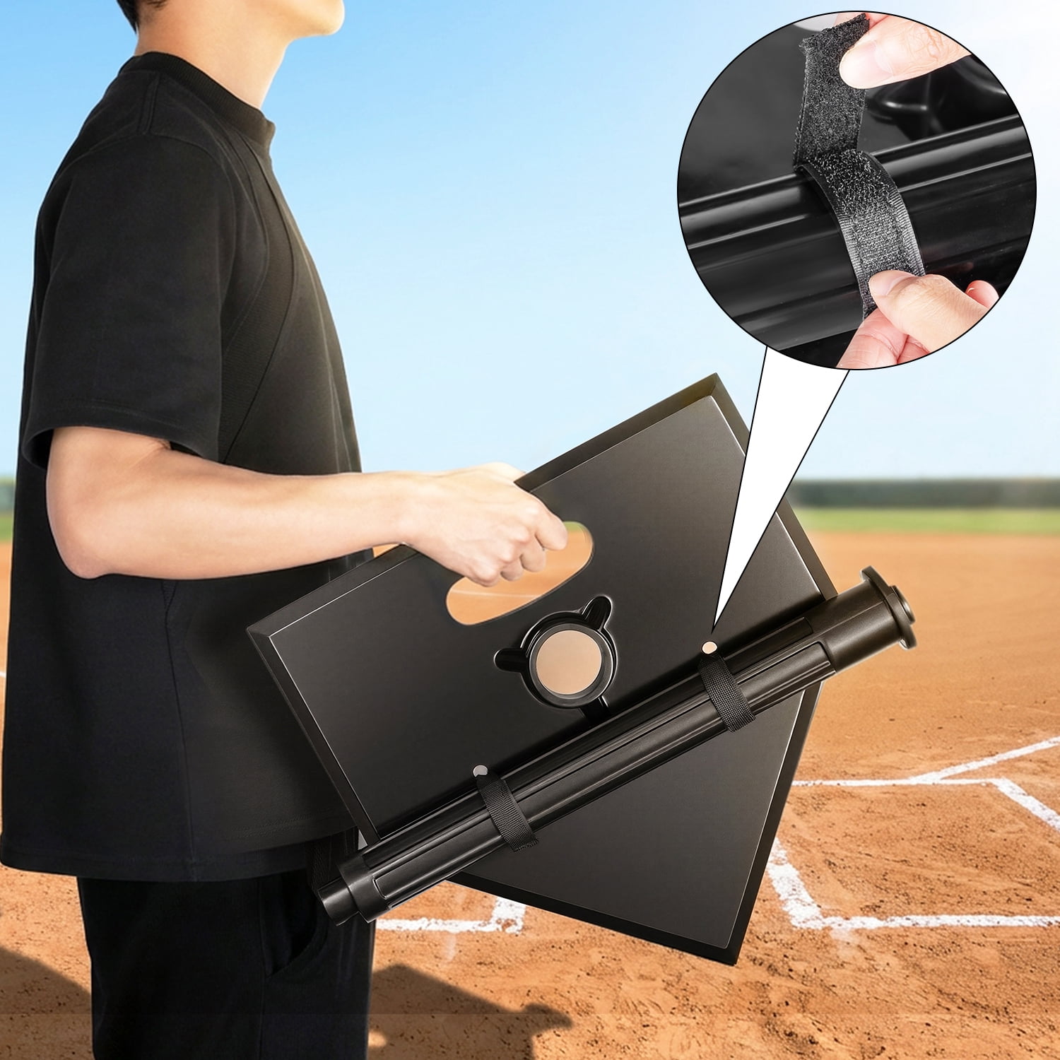 FITPLAY Rubber Baseball Batting Tee, Height Adjustable Portable Baseball Tee for All Ages
