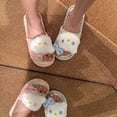 thumbnail image 3 of Sanrio Cute Cartoon Linen Hemp Hello Kitty Plush Slippers Shoes Breathable for All Seasons, Non Slip Comfortable for Home Use, 3 of 6
