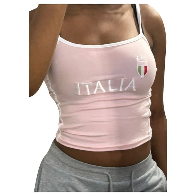 Camiseta gráfica corta brasileña para mujer - Poliéster y seda de leche, estilo urbano vintage de los 90, corte corto, ideal para aficionadas al fútbol o para llevar con ropa informal