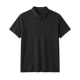 thumbnail image 4 of Men's Business Casual Polo Shirt, Waffle Knit Short Sleeve Breathable Top for office & Summer Size M-4XL Black, 4 of 8