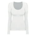 thumbnail image 5 of White Women's Long Sleeve T-shirt, Women'S T Shirt Solid Color Low U Neck Slim Bottom Long Sleeved Top,Women's Long sleeve T-shirt L, 5 of 6