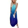 thumbnail image 2 of For Women 2024 Casual Loose Long Dress Sleeveless Split Maxi Sundress Summer Beach Dress With Pockets Beach Long Dresses, 2 of 4