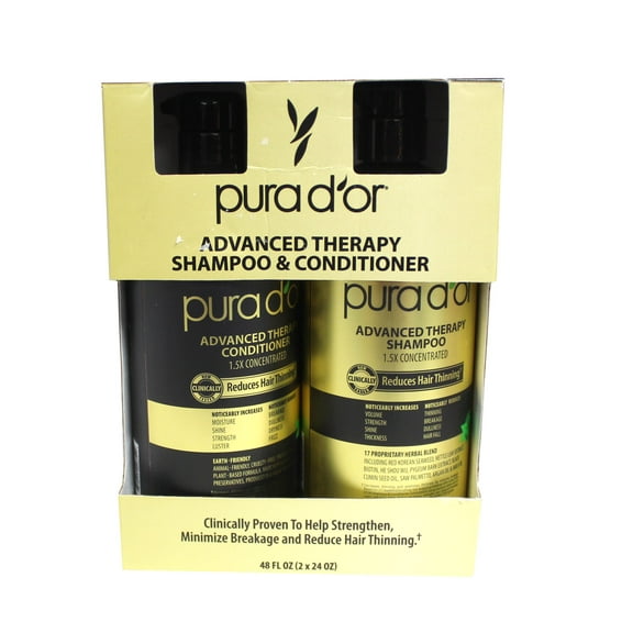 Pura Dor Advanced Therapy Shampoo and Conditioner 24 Ounces Each
