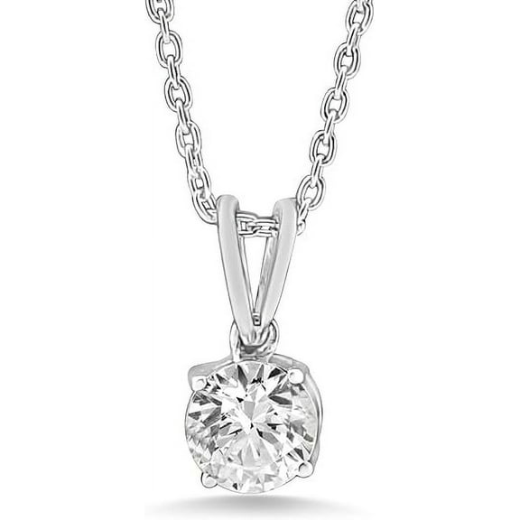 1 Carat Round Cut Moissanite Solitaire Pendant in 14K White Gold Plated 925 Sterling Silver 18 Chain Necklace for Womens (D Color, VVS1-VVS2 Clarity)
