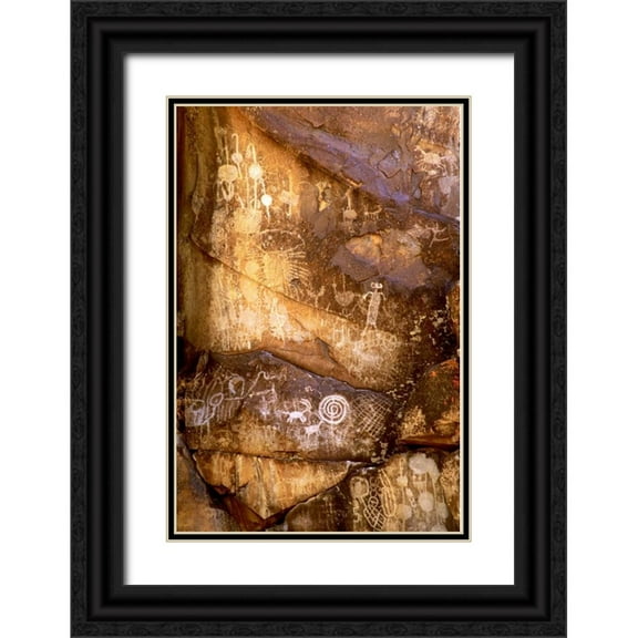 Welling, Dave 23x32 Black Ornate Wood Framed with Double Matting Museum Art Print Titled - California, Little Petroglyph Canyon Petroglyphs