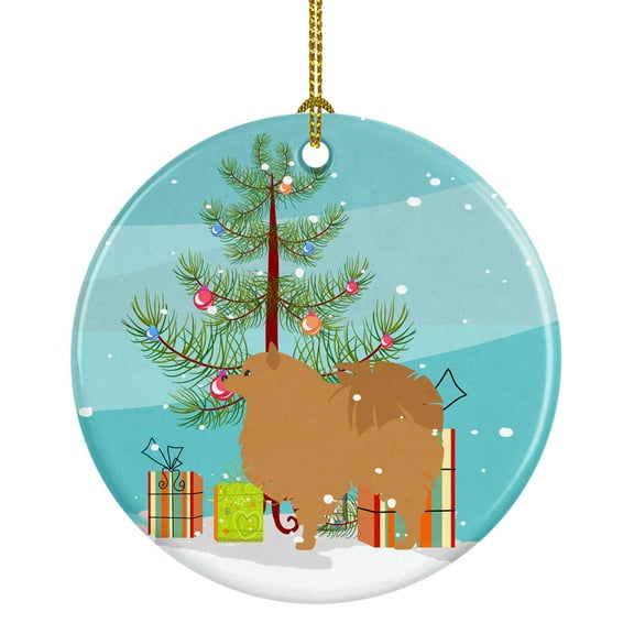 Pomeranian Merry Christmas Tree Ceramic Ornament