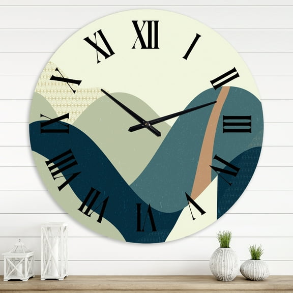 Designart 'Abstract Geometric Landscape With Hills' Modern Wall Clock