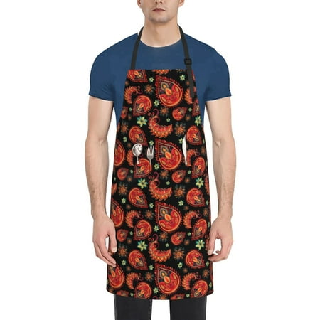 

Tebeau Paisley 5 Print Waterproof Cooking Aprons Adjustable Bib Soft Chef Apron with 2 Pockets for Men Women