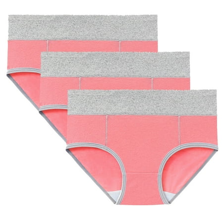 ATOYSOY Women s Plus Size Hip Lifting Cotton Panties  3 Pack Stretchy Multipack Solid Leak Proof Panty Comfy Shapewear Control Briefs for Ladies Period Underpants Clearance Red XXL