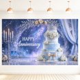 Starry Galaxy Roses 7x5FT White Rose Happy Anniversary Backdrop Galaxy Starry Sky Arch ...