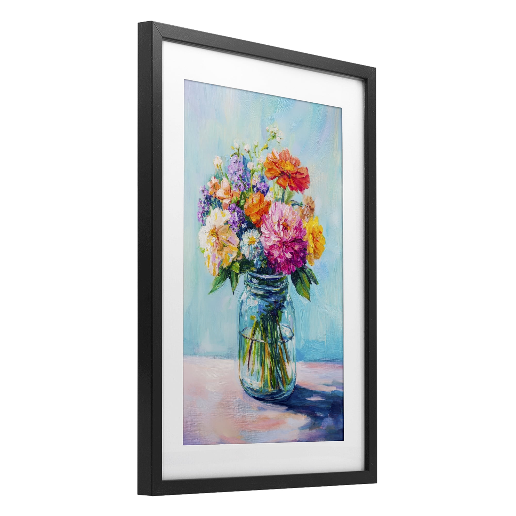Stupell Industries Vibrant Country Jar Bouquet Black Framed Print Under Glass, design by Petal Prints Design