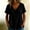 A_ Black, variant on CYMMPU Women's Summer Casual V-Neck Linen Blend Blouse, Short Sleeve with Rolled Cuffs, Lightweight Everyday Top Hot Pink S