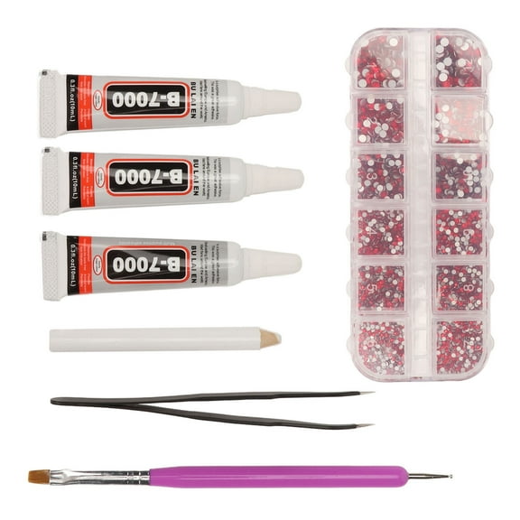 Rhinestones Glue Kit Crystal Glass Rhinestones Glue Gel Kit for DIY Clothes Fabric Shoes Jewelry Making Nail Art,Nail Art Rhinestones Kit,Nail Rhinestone Glue Gel Kit